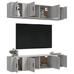 Set di Mobili Porta TV 6 pz Grigio Sonoma in Legno Multistrato