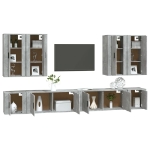 Set Mobili Porta TV 8pz Grigio Cemento in Legno Multistrato