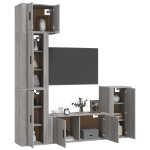 Set di Mobili Porta TV 5 pz Grigio Sonoma in Legno Multistrato