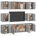 Set Mobili Porta TV 8pz Grigio Sonoma in Legno Multistrato