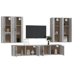 Set di Mobili Porta TV 6 pz Grigio Sonoma in Legno Multistrato