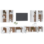 Set Mobili Porta TV 8pz Bianco Lucido in Legno Multistrato