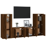 Set Mobili Porta TV 4 pz Rovere Marrone in Legno Multistrato