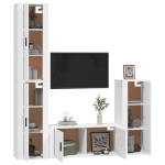 Set di Mobili Porta TV 4 pz Bianco Lucido in Legno Multistrato