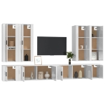 Set Mobili Porta TV 8pz Bianco Lucido in Legno Multistrato