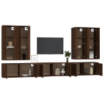 Set Mobili Porta TV 7 pz Rovere Marrone in Legno Multistrato