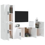 Set di Mobili Porta TV 4 pz Bianco Lucido in Legno Multistrato