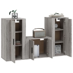 Set Mobili Porta TV 3 pz Grigio Sonoma in Legno Multistrato