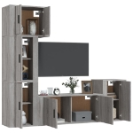 Set di Mobili Porta TV 5 pz Grigio Sonoma in Legno Multistrato