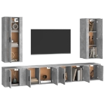 Set di Mobili Porta TV 6 pz Grigio Cemento in Legno Multistrato