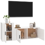 Set di Mobili Porta TV 2 pz Bianco Lucido in Legno Multistrato