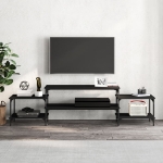 Mobile Porta TV Nero 197x35x52 cm in Legno Multistrato