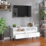 Mobile Porta TV Bianco Lucido 100x34,5x44,5cm Legno Multistrato