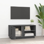 Mobile Porta TV Grigio 80x35x40,5 cm in Legno Massello di Pino