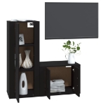 Set Mobili Porta TV 2 pz Nero in Legno Multistrato