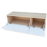 Mobile TV Legno Multistrato 120x40x34 cm Bianco Lucido e Rovere