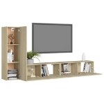 Set Porta TV 3 pz Rovere Sonoma in Truciolato