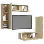 Set Porta TV 4 pz Rovere Sonoma in Truciolato