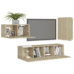 Set Porta TV 4 pz Rovere Sonoma in Truciolato