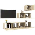 Set Porta TV 4 pz Rovere Sonoma in Truciolato