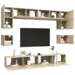 Set Porta TV 8 pz Rovere Sonoma in Truciolato