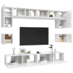 Set Mobili TV 8 pz Bianco Lucido in Truciolato