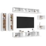 Set Mobili TV 8 pz Bianco Lucido in Truciolato