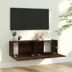 Mobile TV a Parete Rovere Fumo 100x30x30cm Legno Ingegnerizzato