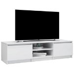 Mobile Porta TV Bianco Lucido 140x40x35,5 cm Legno Multistrato