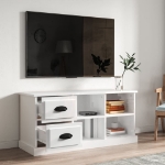 Mobile Porta TV Bianco Lucido 102x35,5x47,5cm Legno Multistrato