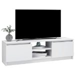 Mobile Porta TV Bianco Lucido 120x30x35,5 cm Legno Multistrato