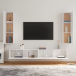 Set di Mobili Porta TV 4 pz Bianco in Legno Multistrato