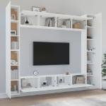 Set Mobili Porta TV 8pz Bianco in Legno Multistrato