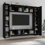 Set Mobili Porta TV 8pz Nero in Legno Multistrato