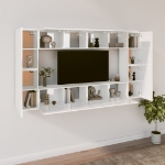 Set Mobili Porta TV 8pz Bianco Lucido in Legno Multistrato