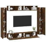 Set Mobili Porta TV 8pz Rovere Fumo in Legno Multistrato