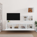 Set di Mobili Porta TV 4 pz Bianco in Legno Multistrato