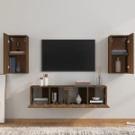 Set Mobili Porta TV 4 pz Rovere Marrone in Legno Multistrato