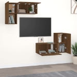 Set Mobili Porta TV 4 pz Rovere Marrone in Legno Multistrato