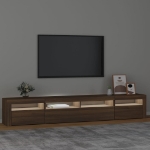 Mobile Porta TV con Luci LED Rovere Marrone 240x35x40 cm