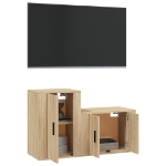 Set di Mobili Porta TV 2 pz Rovere Sonoma in Legno Multistrato