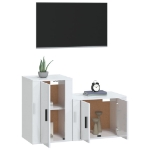 Set di Mobili Porta TV 2 pz Bianco Lucido in Legno Multistrato