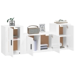 Set Mobili Porta TV 3 pz Bianco Lucido in Legno Multistrato