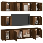 Set Mobili Porta TV 8pz Rovere Marrone in Legno Multistrato