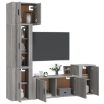 Set di Mobili Porta TV 5 pz Grigio Sonoma in Legno Multistrato