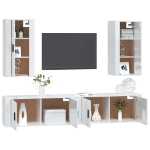 Set di Mobili Porta TV 4 pz Bianco Lucido in Legno Multistrato