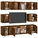 Set Mobili Porta TV 8 pz Rovere Fumo in Legno Multistrato