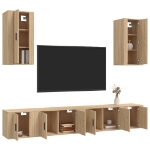 Set di Mobili Porta TV 6 pz Rovere Sonoma in Legno Multistrato