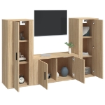 Set di Mobili Porta TV 3 pz Rovere Sonoma in Legno Multistrato