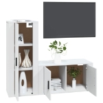 Set di Mobili Porta TV 2 pz Bianco in Legno Multistrato